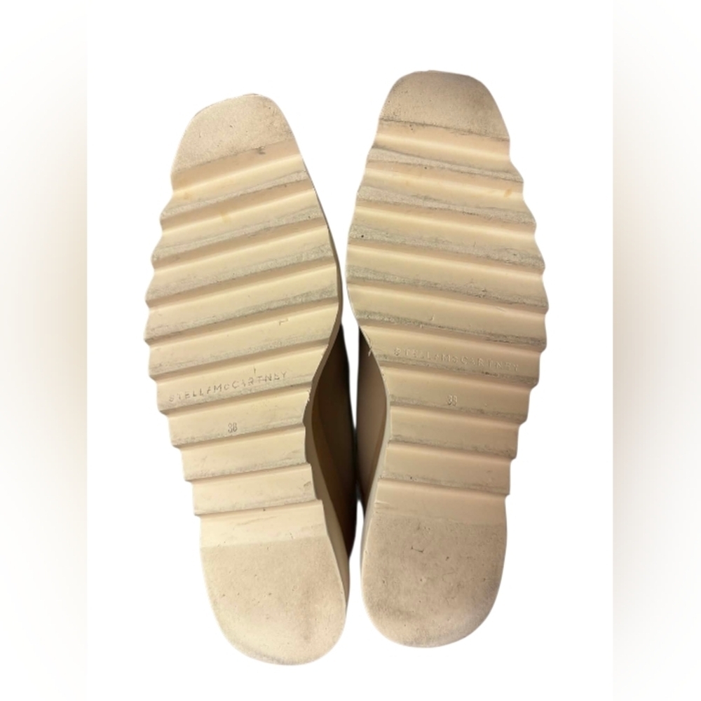 Stella McCartney GUC Elyse Vegan White Star Platform Derby Shoes Taupe Size 38 - Picture 6 of 9